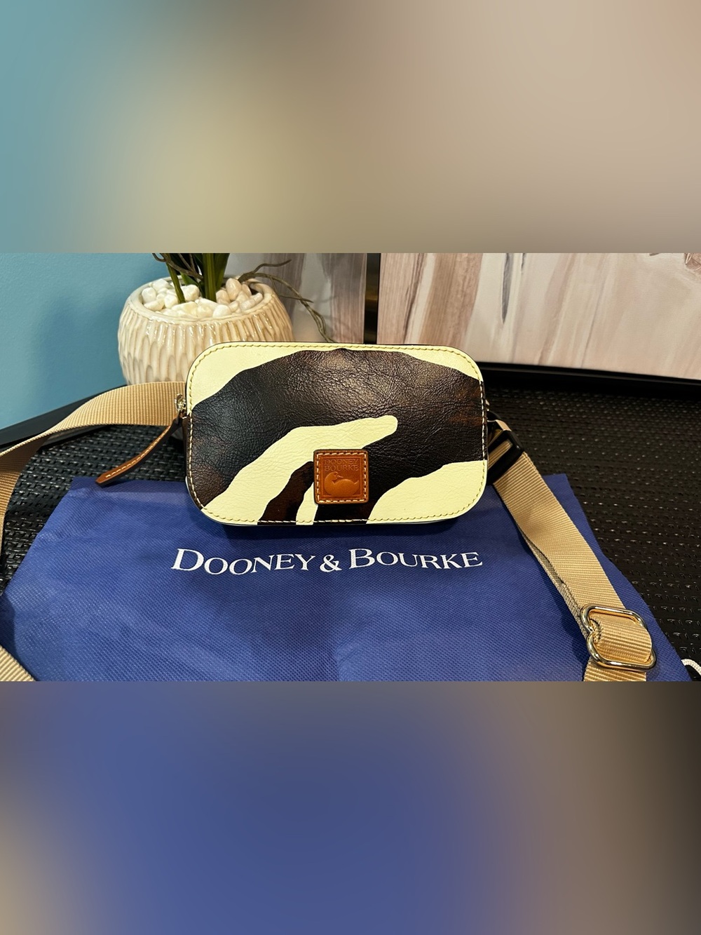Dooney & Bourke Black, Cream & Tan Mini Crossbody Bag